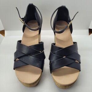 Dr. Scholls Shoes Womens SZ 7M  Heels Platform Black Sustainable Comfort Straps